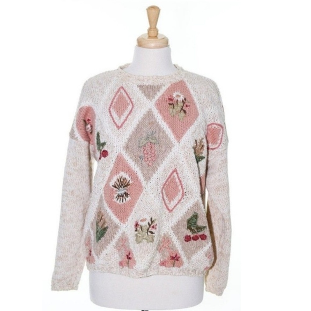 Vintage Heirloom Collectibles L Sweater Cable Crew